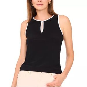 Vince Camuto Black & White Sleeveless Keyhole Top Sz. XS NWT!